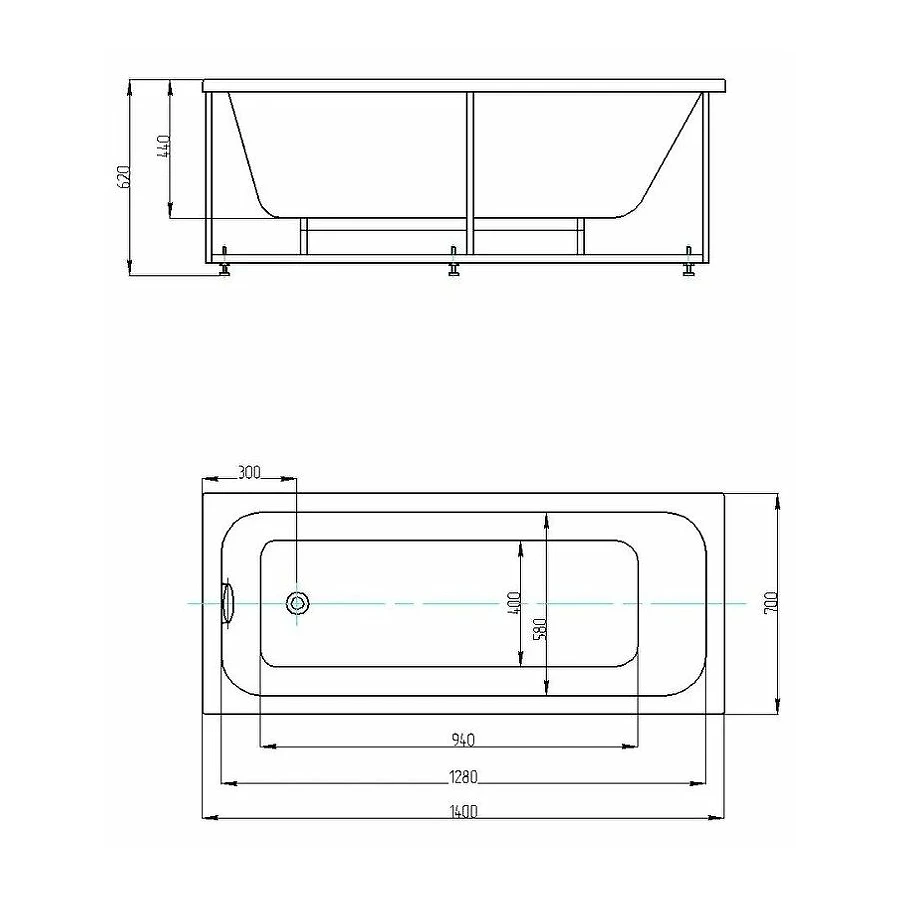 Ванна акриловая Aquatek Мия без гидромассажа MIY140-0000001 140х70 см