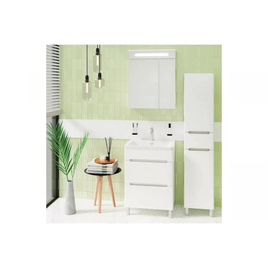 Тумба под раковину Runo Парма 60 напольная 2 ящика под умывальник Omega 60 00000001139