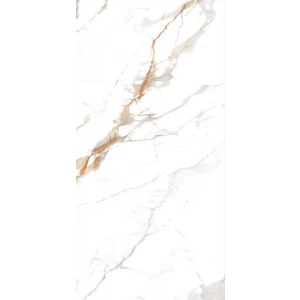 Керамогранит Realistik Delhi Polished Gold Carving глянцевый белый 120х60 см