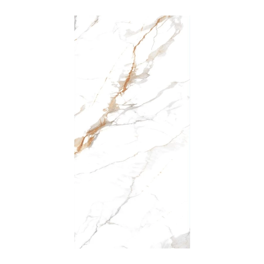 Керамогранит Realistik Delhi Polished Gold Carving глянцевый белый 120х60 см