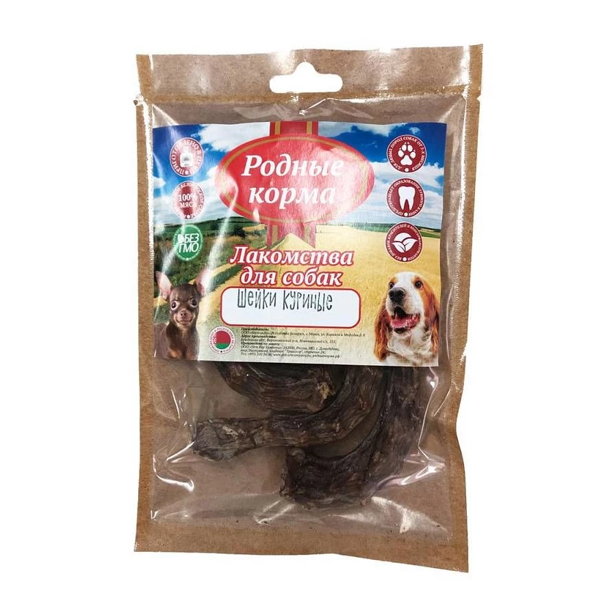 Лакомство для собак Родные корма шейки куриные сушеные в дровяной печи 020301 35 г