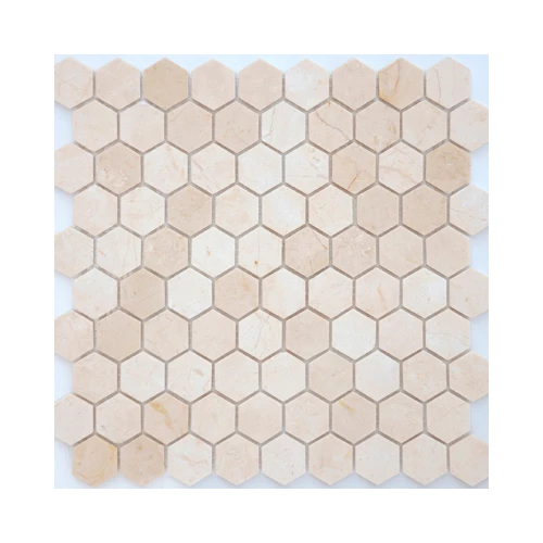 Мозаика Caramelle Pietrine 7 mm Crema Marfil Mat 48x48 матовая бежевая 30,5х30,5 см