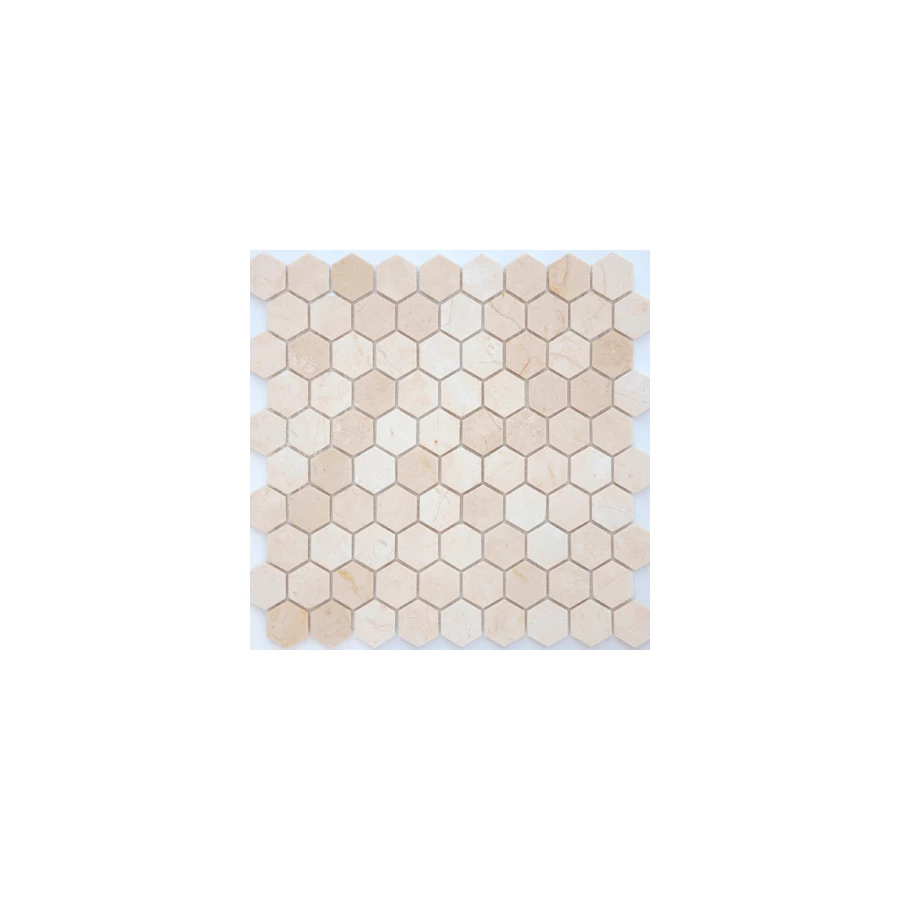 Мозаика Caramelle Pietrine 7 mm Crema Marfil Mat 48x48 матовая бежевая 30,5х30,5 см
