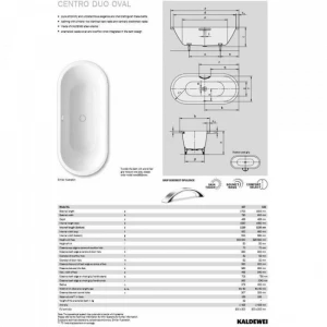 Стальная ванна Kaldewei Centro Duo Oval standard mod 128 282800010001 180x80 см