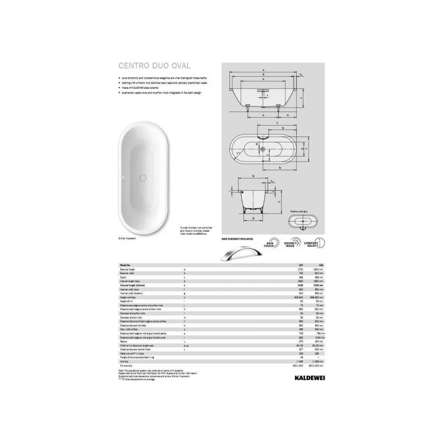 Стальная ванна Kaldewei Centro Duo Oval standard mod 128 282800010001 180x80 см