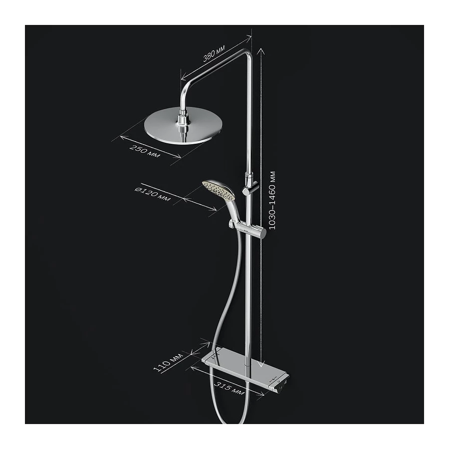 Душевая система с термостатом Am Pm Spirit V2.0 F0770A400