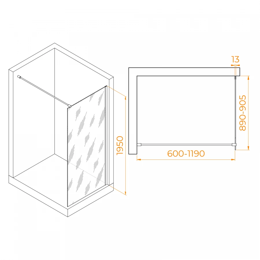 Душевая перегородка RGW WA-010B Тонированное Серое 351001009-34 90 см