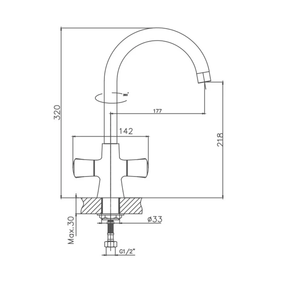 Смеситель Cron CN866 для кухни хром CN70866