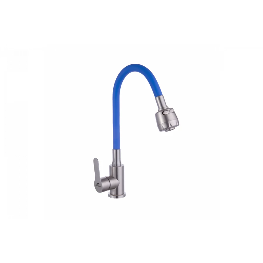 Смеситель для кухни Fashun с гибким изливом сатин синий A54101+N7341
