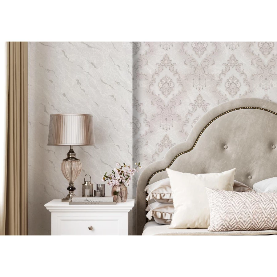 Обои флизелиновые Palitra Home Ornament HomeColor белые HC31215-11 1,06х10,05 м