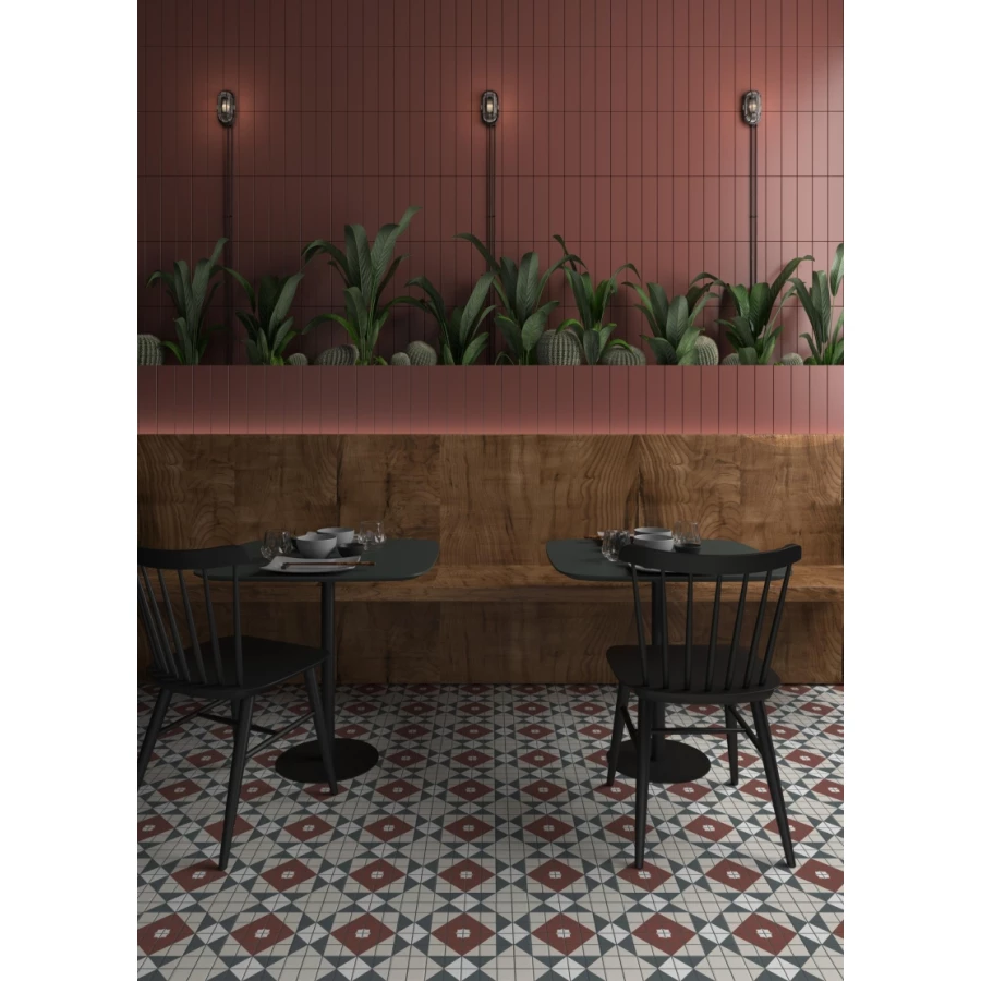 Плитка настенная Dune Ceramica Flat Garnet Matt матовая красная 188681 30х7,5 см