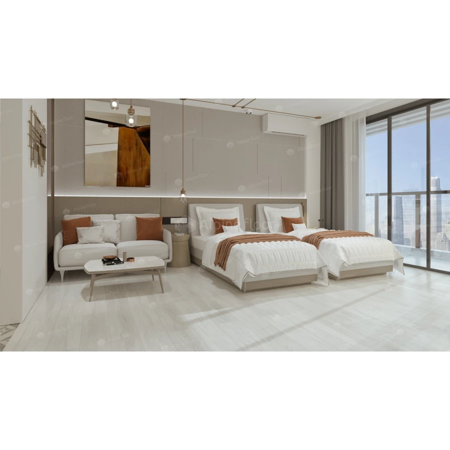 Каменный SPC ламинат Alpine Floor Intense синхронное тиснение Белый лес ECO 9-9 43 класс 6 мм 2.23 кв.м 122х18.3 см