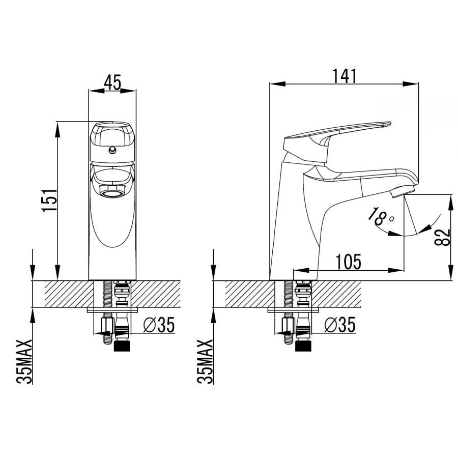Смеситель для раковины Azario Tavira керамический картридж хром AZ-WKE168040C
