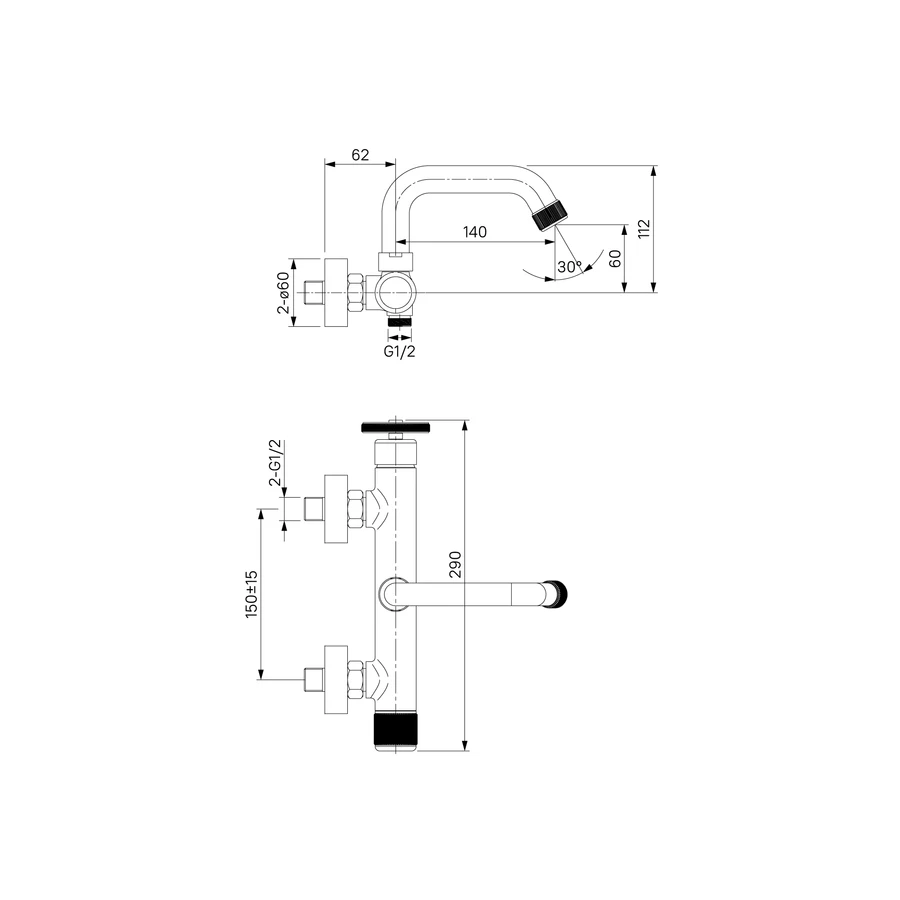 Смеситель для ванны графит Iddis Grange GRAGMR2i02 графит