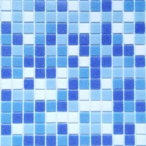 Мозаика Tonomosaic CSJ33 противоскользящая, из смальты, голубая, белая, синяя 32,7*32,7 см
