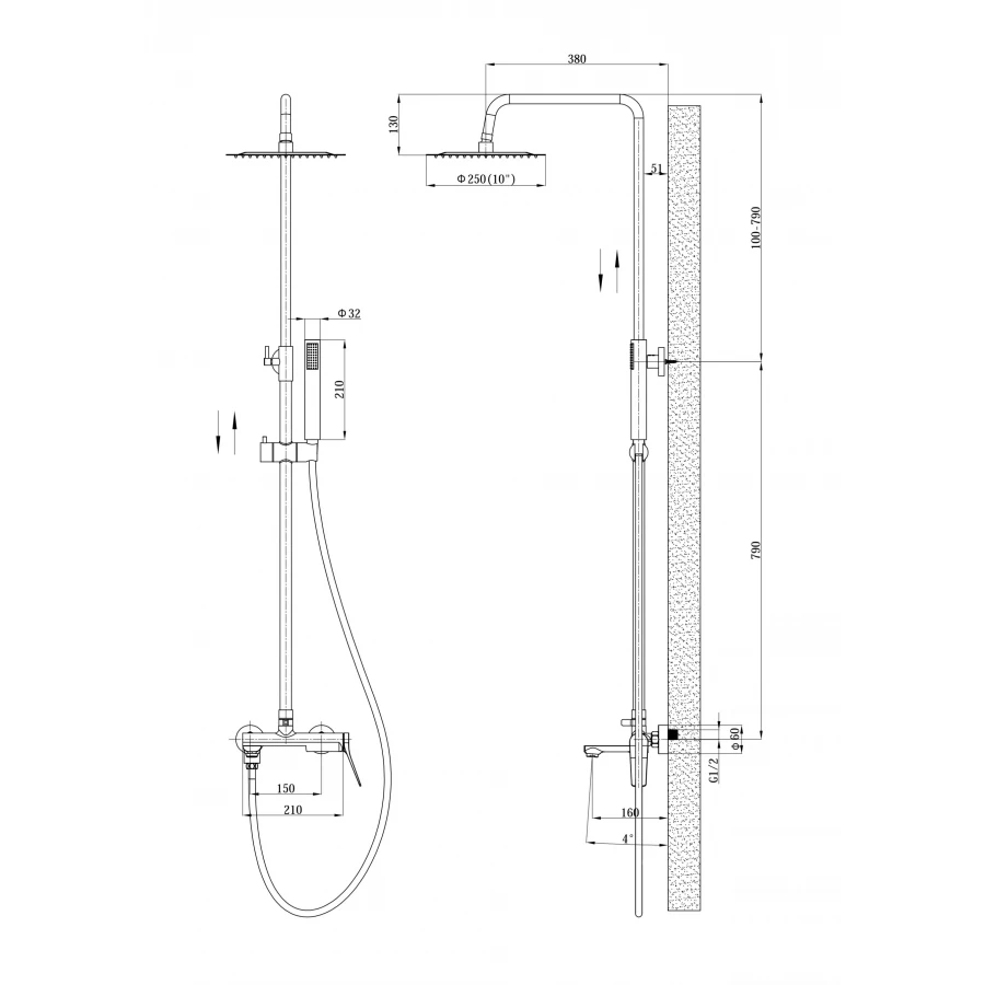 Душевая система Esko Shanghai Gold со смесителем ST1425SHAGold
