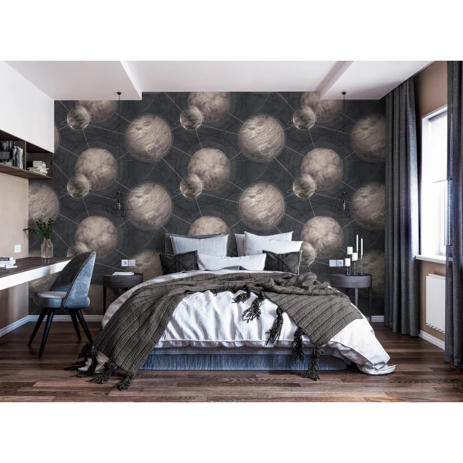 Обои флизелиновые Palitra Home HomeColor Planets коричневые HC71988-45 1,06х10,05 м