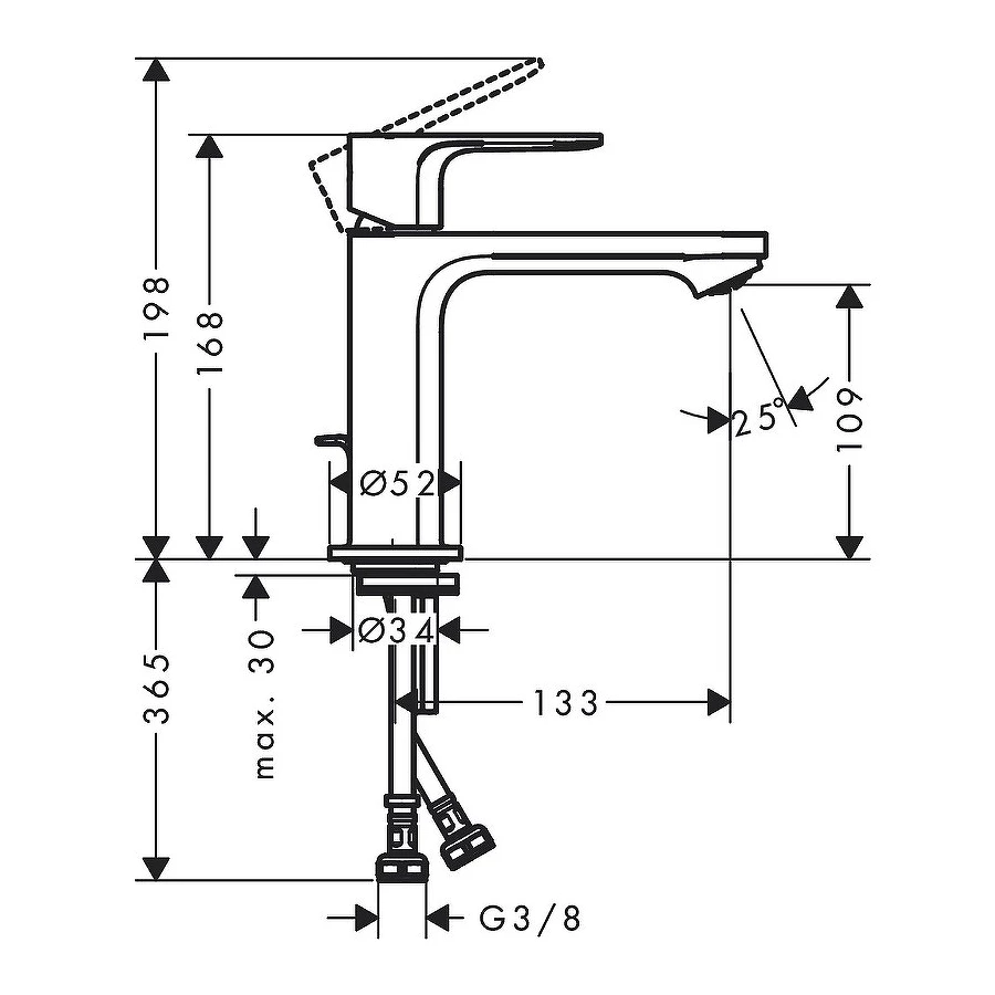 Смеситель для раковины Hansgrohe Rebris S 110 матовый черный 72517670
