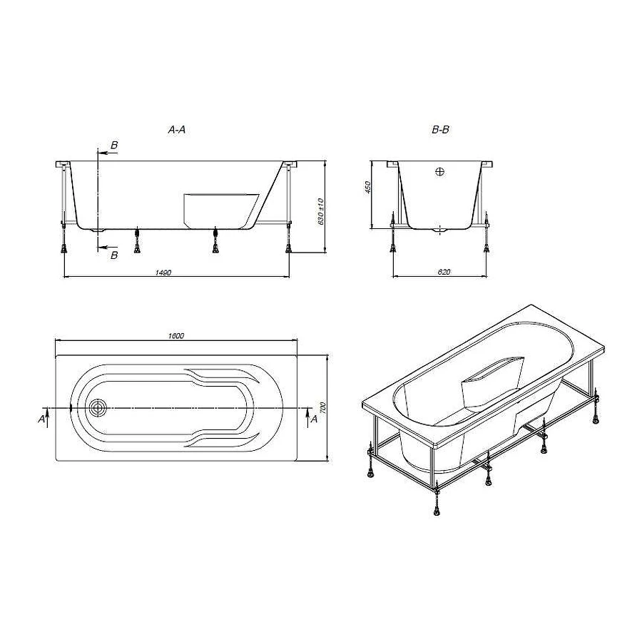 Ванна акриловая Roca Genova N прямоугольная Z.RU93.0.297.3 160x70 см
