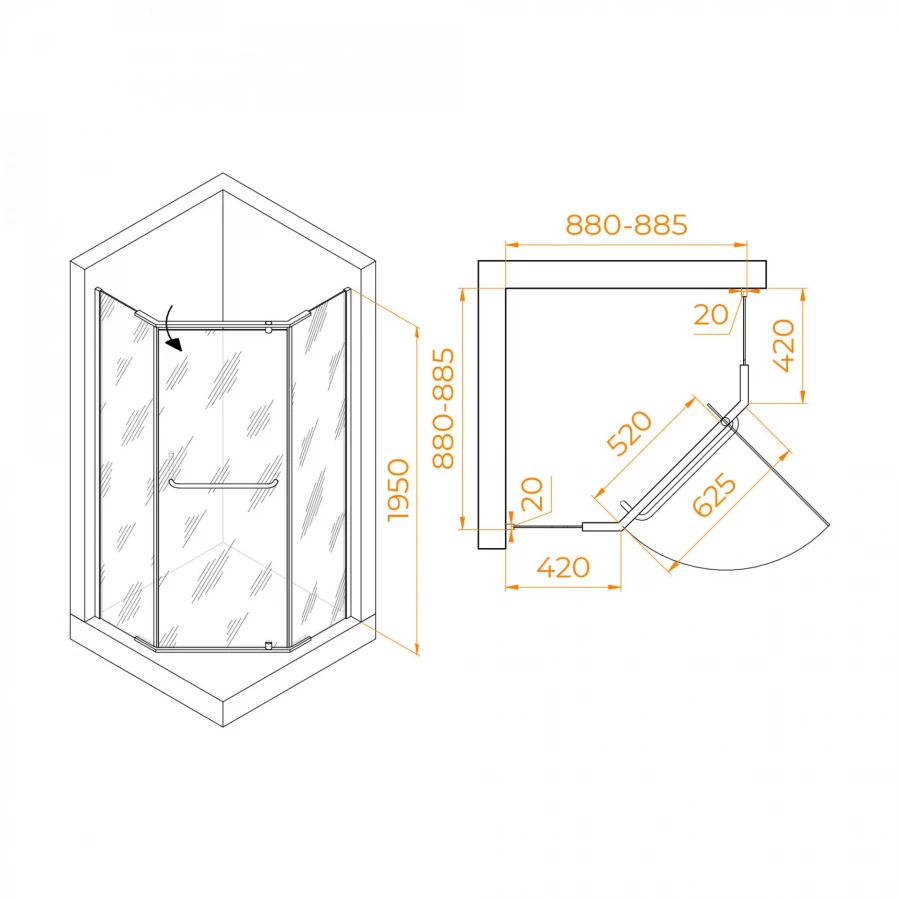 Душевой уголок RGW PA-081B Матовое Сатинат 35088199-24 90х90 см