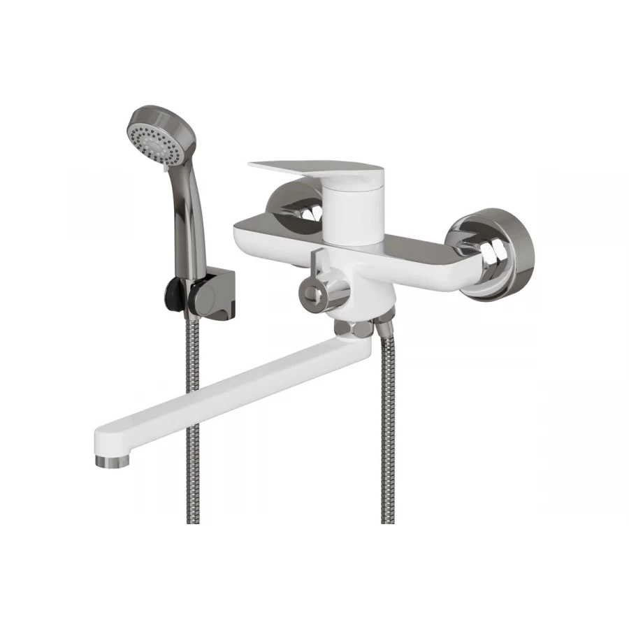 Смеситель для ванны и раковины MixLine ML41-02 Swan White белый хром 553910