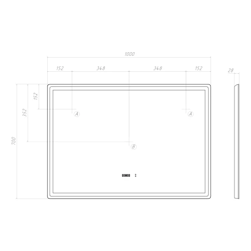 Зеркало Vigo Geometry Luxe 1000 211 100x70 см