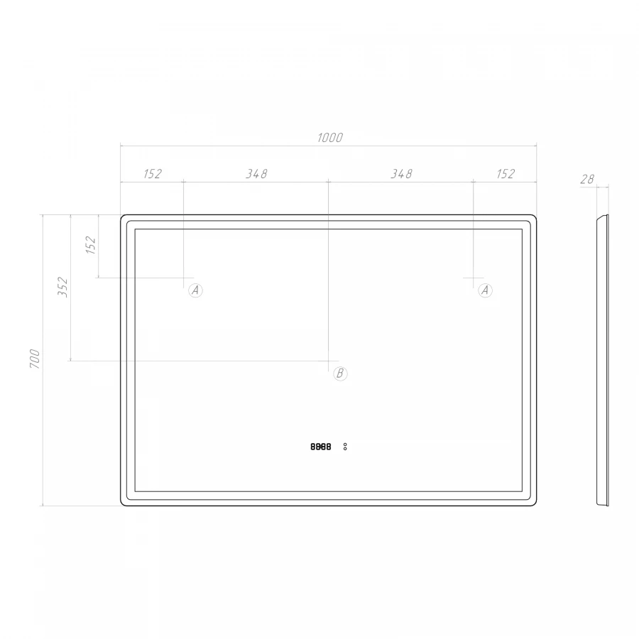 Зеркало Vigo Geometry Luxe 1000 211 100x70 см