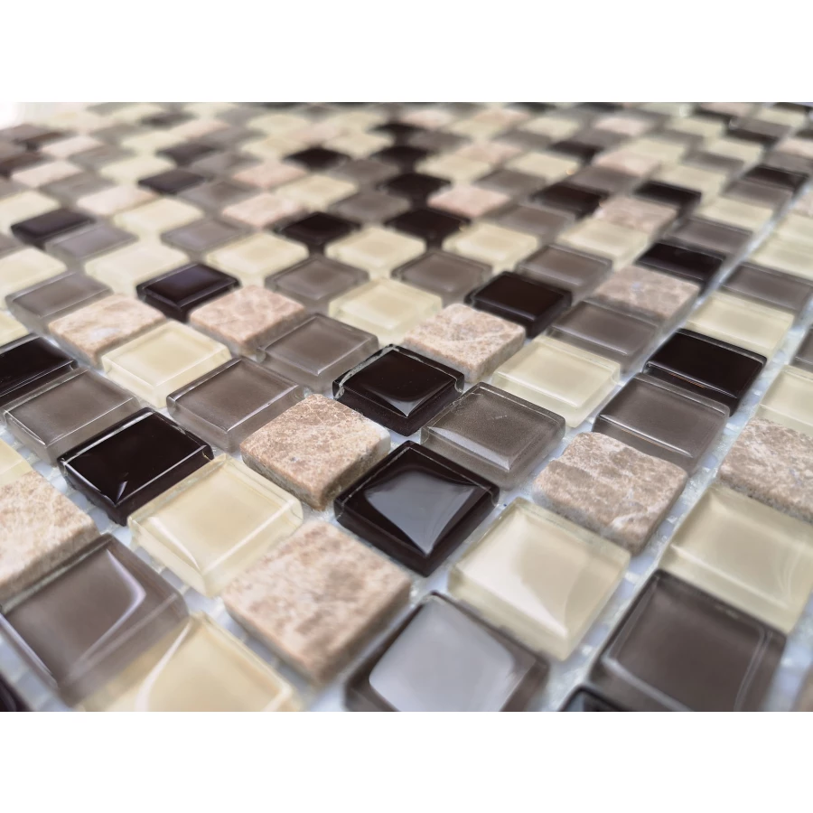 Мозаика из стекла и натурального камня Caramelle Mosaic Island бежево-коричневый 30,5x30,5 см