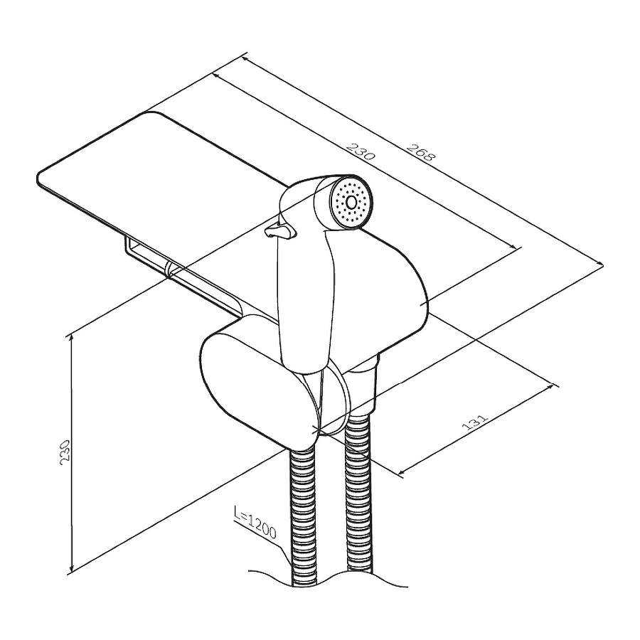 Смеситель Am Pm Like монтируемый в стену с гигиеническим душем и полкой F0202600
