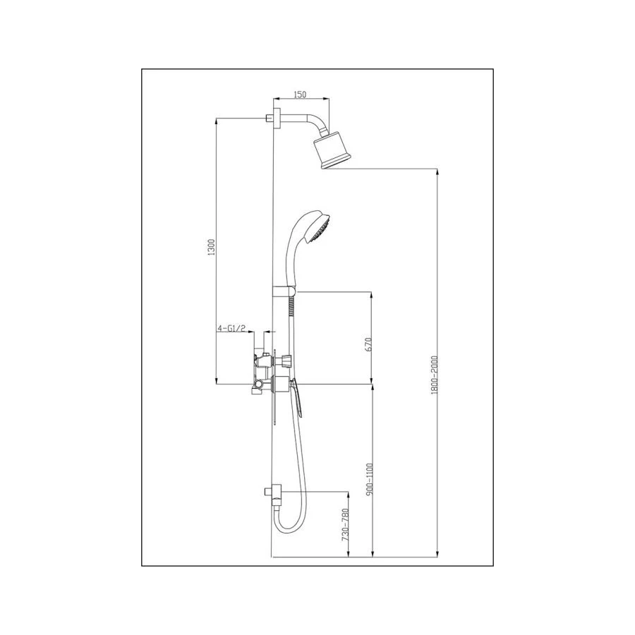 Душевая система Timo Helmi скрытого монтажа 2-х режимная SX-4059/00-16SM (2100) chrome/white