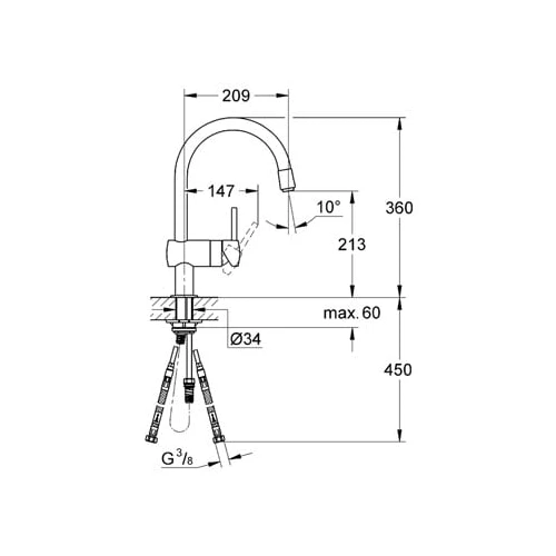 Смеситель для кухни Grohe Minta с выдвижным изливом 32918000