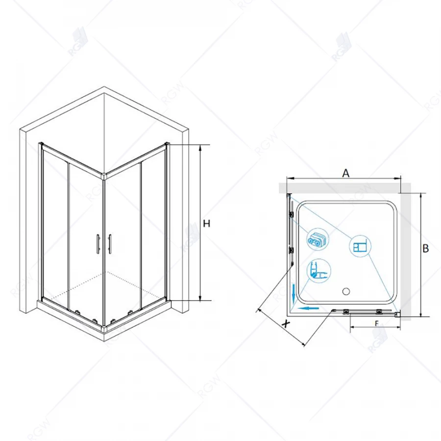 Душевой уголок RGW HO-31 Прозрачное 03063100-11 100х100 см