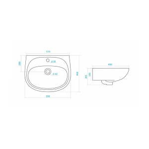 Раковина подвесная Santek Анимо 1.WH11.0.502 55х13,5 см
