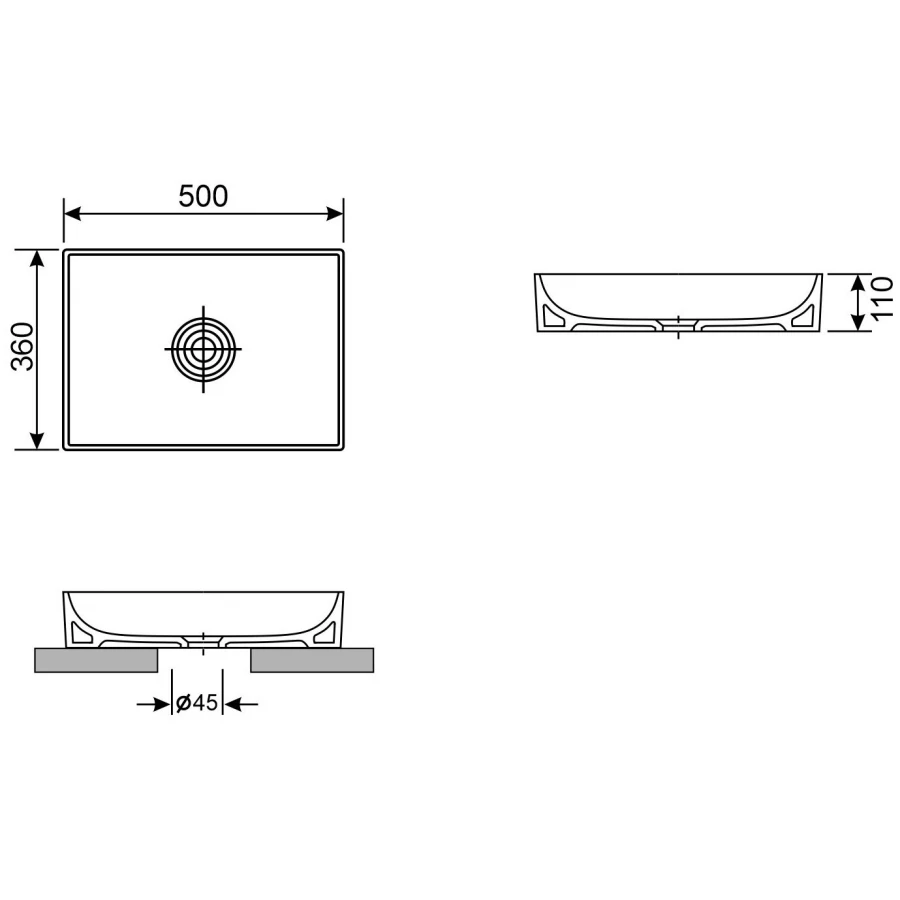 Накладная раковина Wellsee Pure BY Wellsee 150702000 белый