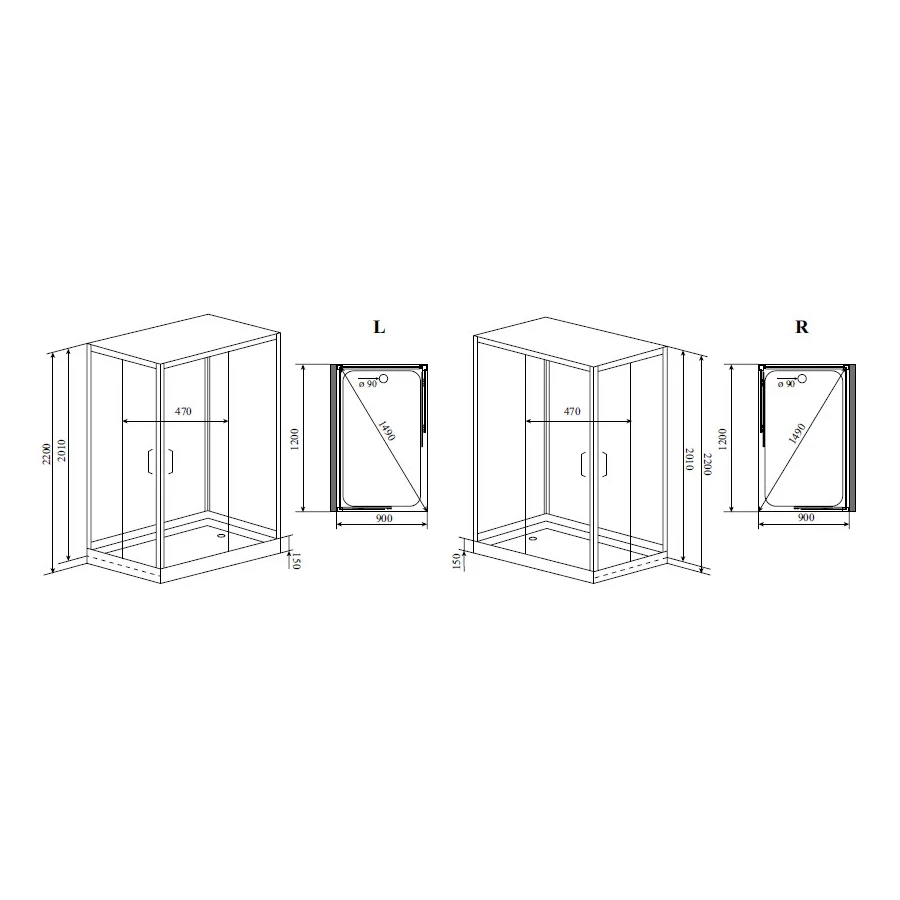 Душевая кабина Timo Premium Helka H-515R 90x120x220 см
