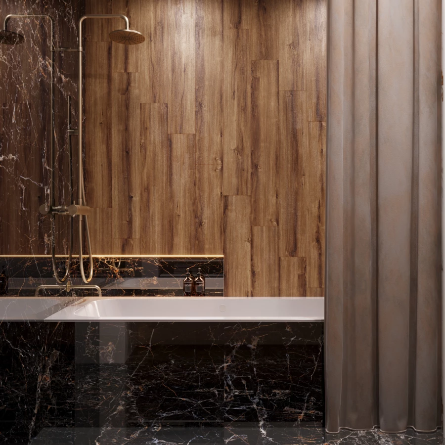 Керамогранит Creanza Akasa Wood Mahogany матовый коричневый CW-RT02-B 120х20 см