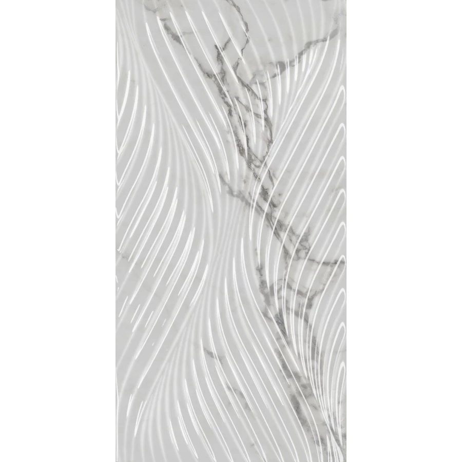 Плитка настенная Kerama Marazzi Коррер структура обрезная глянцевая белая 11281R 60x30 см