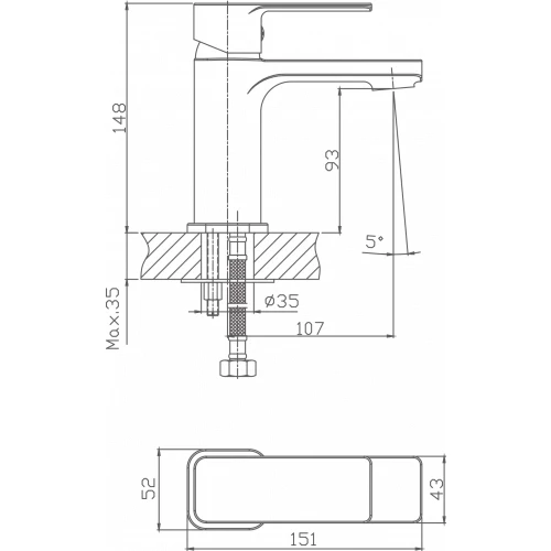 Смеситель Cron для раковины хром CN10129