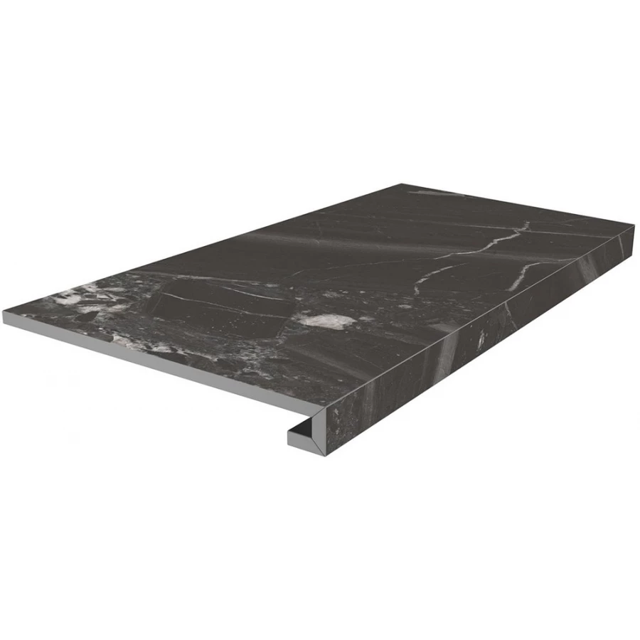 Ступень клееная из керамогранита Kerama Marazzi Риальто матовая чёрная SG850790R/GCF 80х33 см