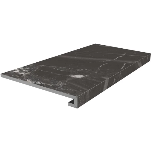 Ступень клееная из керамогранита Kerama Marazzi Риальто матовая чёрная SG850790R/GCF 80х33 см