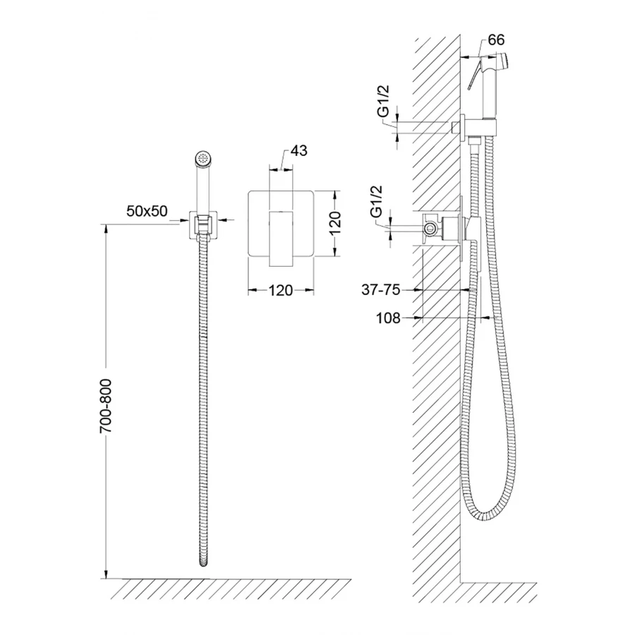 Смеситель встроенный Timo Selene с гигиеническим душем белый матовый 2089/16SM