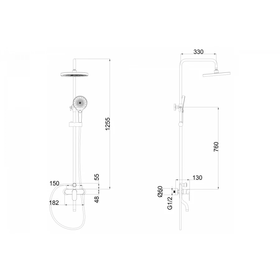 Душевая система Fashun с изливом хром A2485