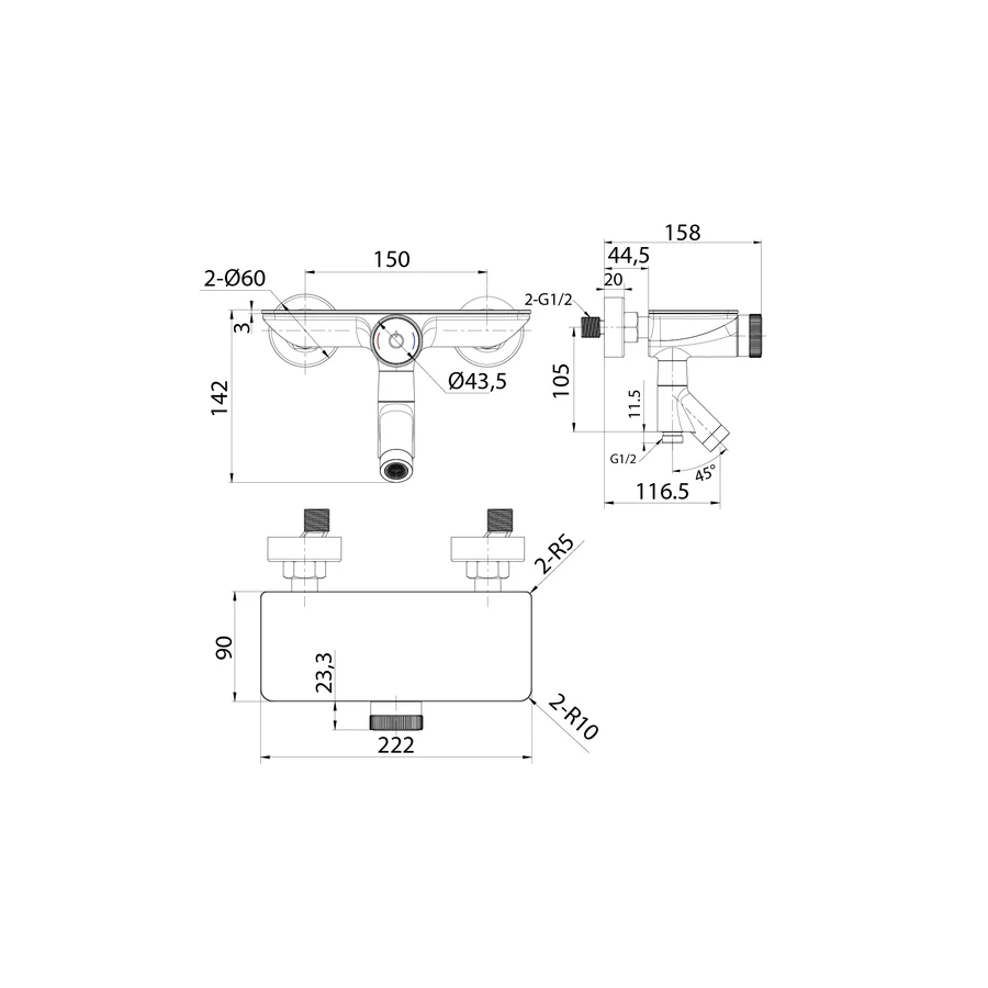 Смеситель для ванны Iddis Shelfy с управлением Push Control SHEBLBTi02WA черный матовый