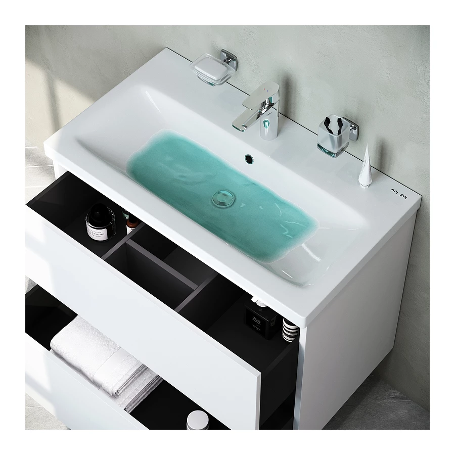 База под раковину Am Pm Gem подвесная 2 ящика белый глянец M90FHX07522WG 75 см