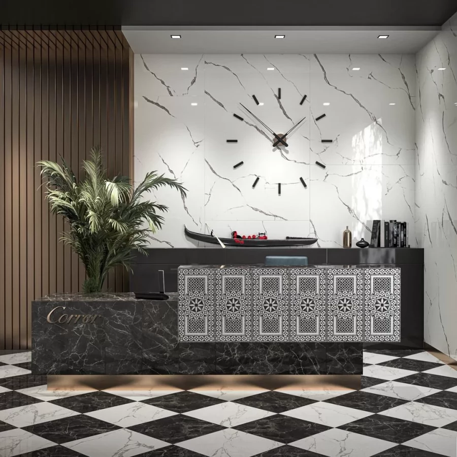 Декор Kerama Marazzi Коррер 1 обрезной глянцевый черно-белый VT/A637/11000R 60x30 см