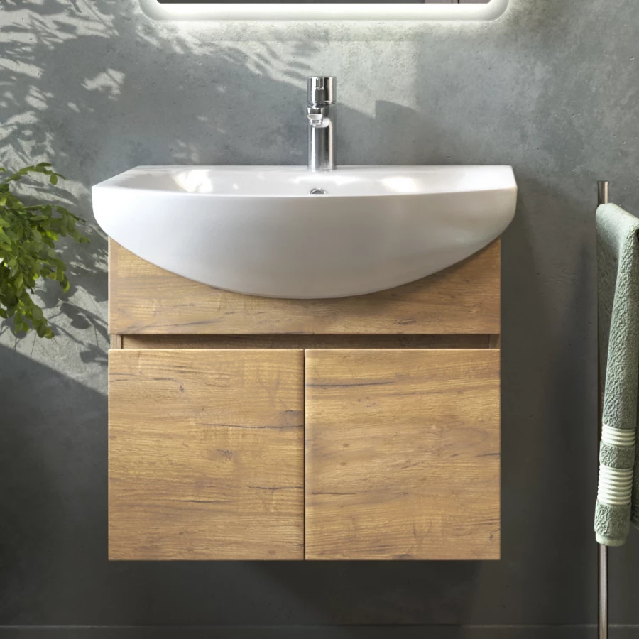 Тумба под раковину Vigo Wing 600-2-0 навесная дуб золотой tp.WIN.BAL.60.2D дуб золотой