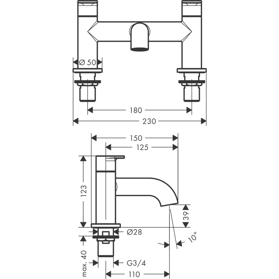 Смеситель для ванны Hansgrohe Vernis Blend матовый чёрный 71442670