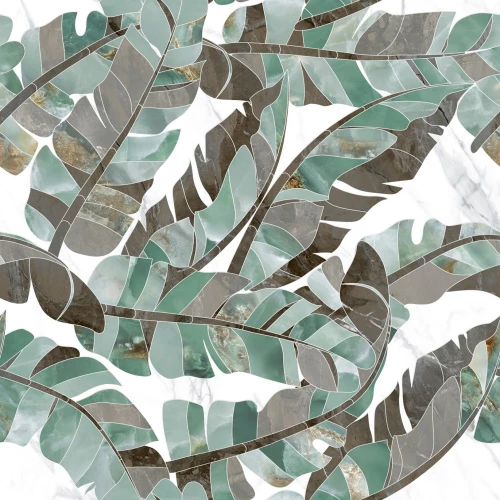 Керамогранит ITC Paola Bali Bianco A+B Polished Carving глянцевый зеленый 120х60 см