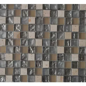 Мозаика Tonomosaic MMB11 из стекла и мрамора, коричневая, кремовая, бежевая 30*30 см