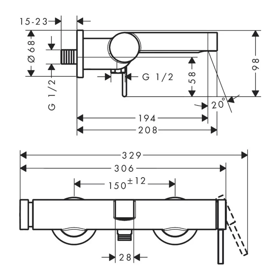 Смеситель для ванны Hansgrohe Finoris хром 76420000